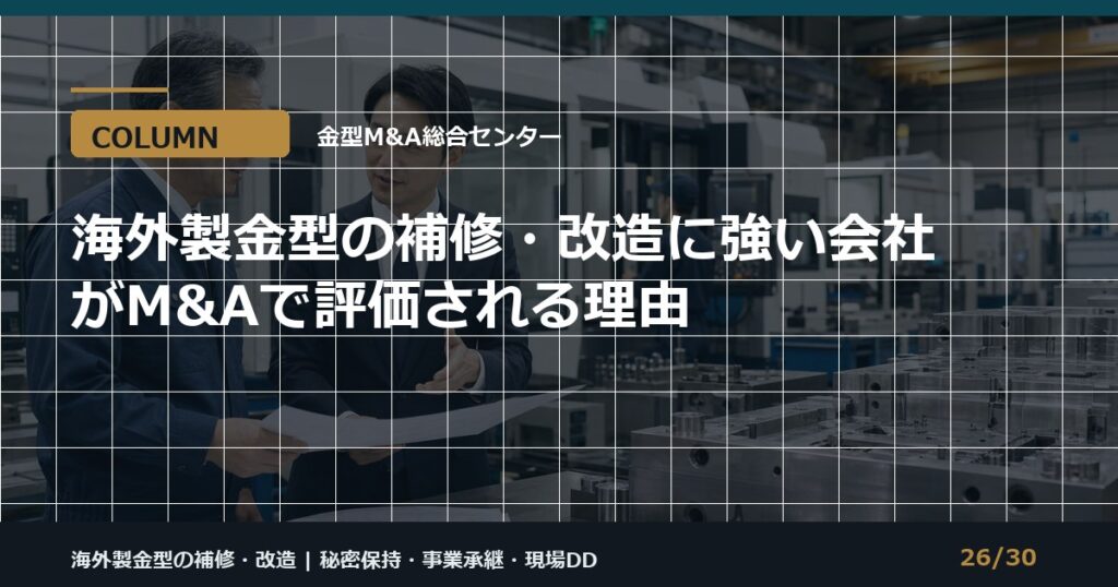 海外製金型補修会社のM&Aのアイキャッチ画像