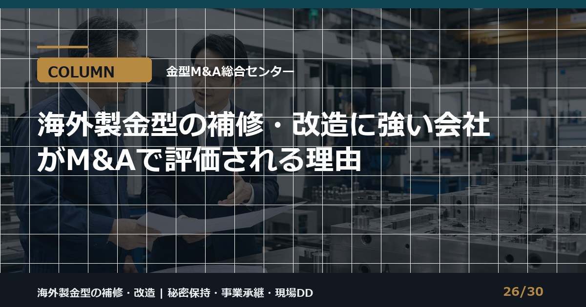 海外製金型補修会社のM&Aのアイキャッチ画像