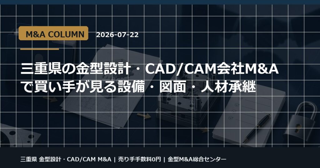 三重県 金型設計・CAD/CAM M&Aの金型M&Aコラム用アイキャッチ画像