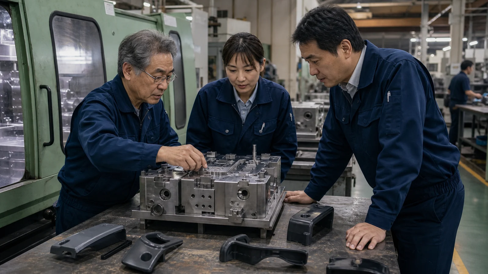IBUKI M&A事例を象徴する金型工場の技術者と射出成形用金型
